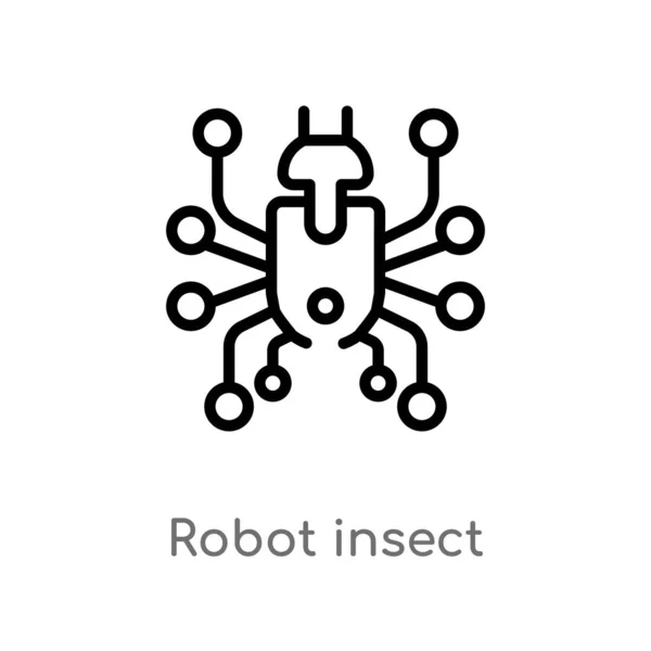 Kontur Robot Insekt Vektor Ikon Isolerad Svart Enkel Linje Element — Stock vektor