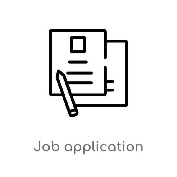 Outline Job Application Vector Icon Isolated Black Simple Line Element — Stock Vector