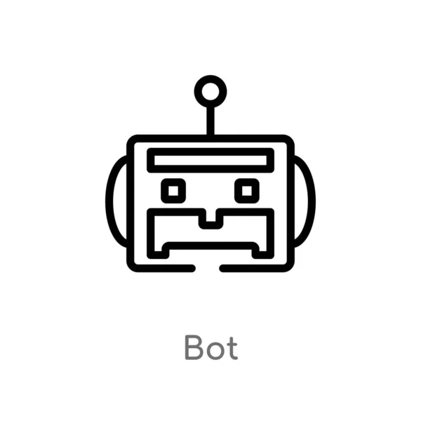 Contorno Bot Vector Icono Elemento Línea Simple Negro Aislado Ilustración — Vector de stock