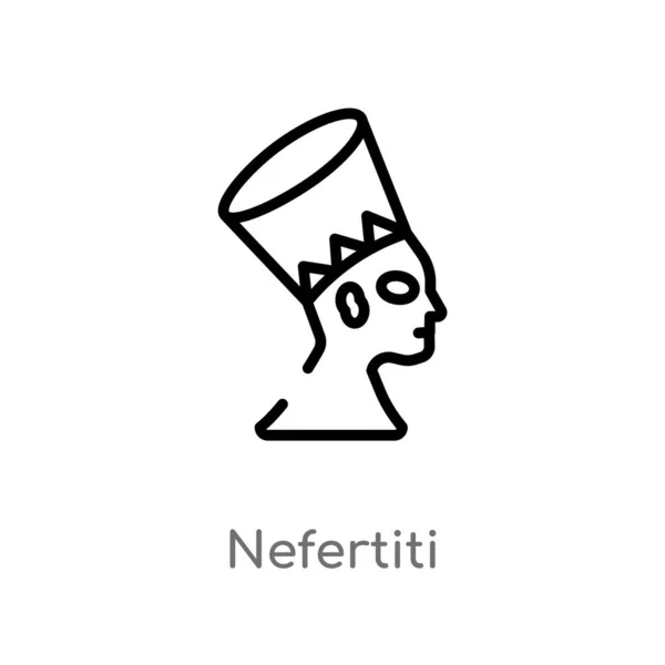 Overzichts Pictogram Nefertiti Vector Geïsoleerde Zwarte Eenvoudige Lijn Element Illustratie — Stockvector