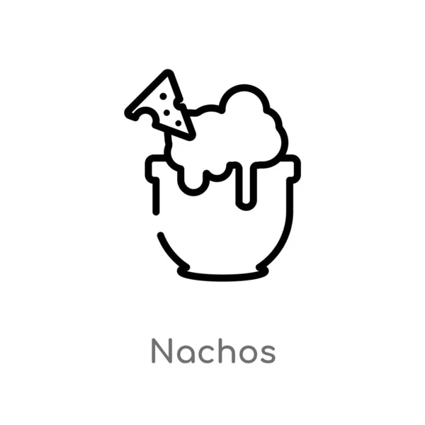 Contorno Nachos Vector Icono Elemento Línea Simple Negro Aislado Ilustración — Vector de stock