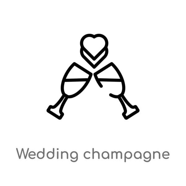 Обвести Векторную Иконку Свадебного Шампанского Изолированный Черный Простой Элемент Линии — стоковый вектор