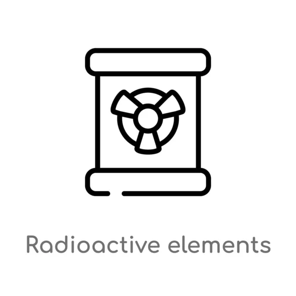 Contorno Elementos Radiactivos Icono Vectorial Aislado Negro Simple Línea Elemento — Vector de stock