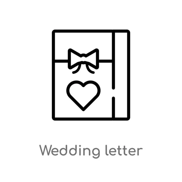 Umreißen Hochzeitsbrief Vektor Symbol Isolierte Schwarze Einfache Linie Element Illustration — Stockvektor