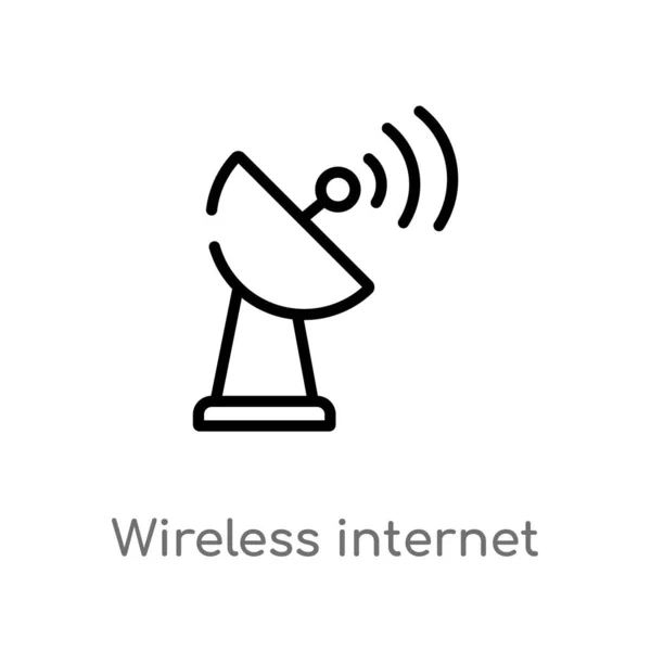 Contorno Connessione Internet Wireless Icona Vettoriale Isolato Nero Semplice Linea — Vettoriale Stock