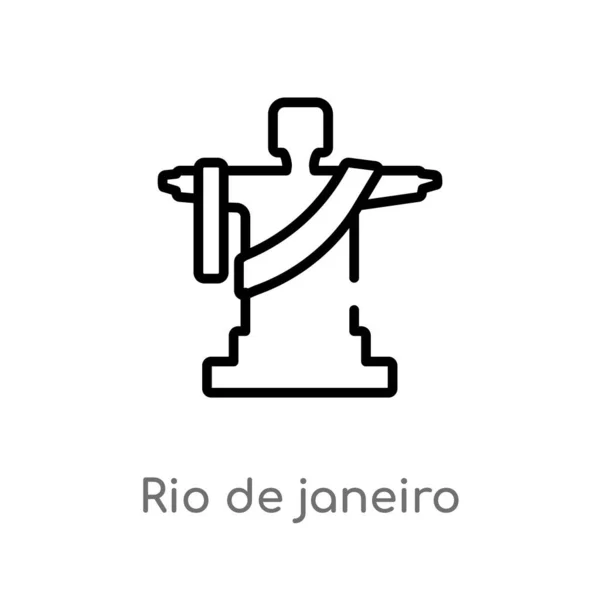 Σκιαγραφούν Εικονίδιο Διάνυσμα Ρίο Ντε Τζανέιρο Απομονωμένη Μαύρη Απλή Γραμμή — Διανυσματικό Αρχείο