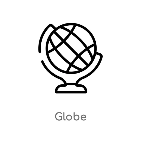 Outline Globe Vector Icon Isolated Black Simple Line Element Illustration — Stock Vector