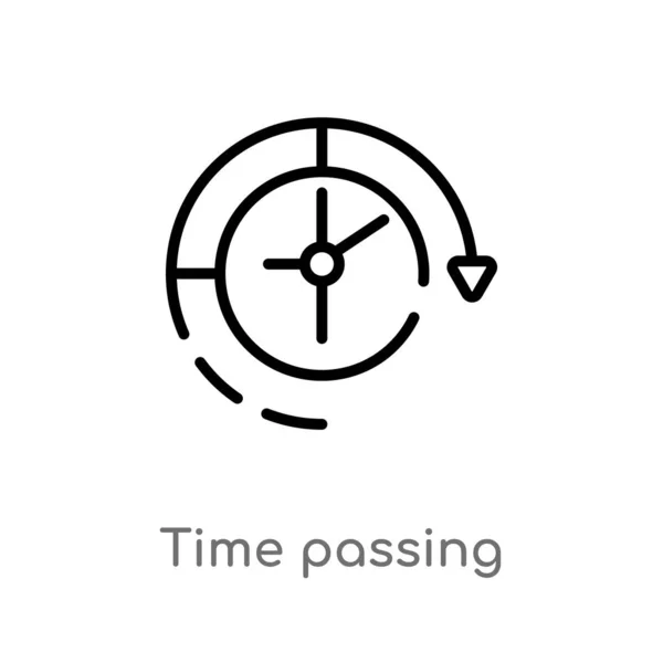 Contorno Tiempo Pasando Icono Vector Elemento Línea Simple Negro Aislado — Archivo Imágenes Vectoriales