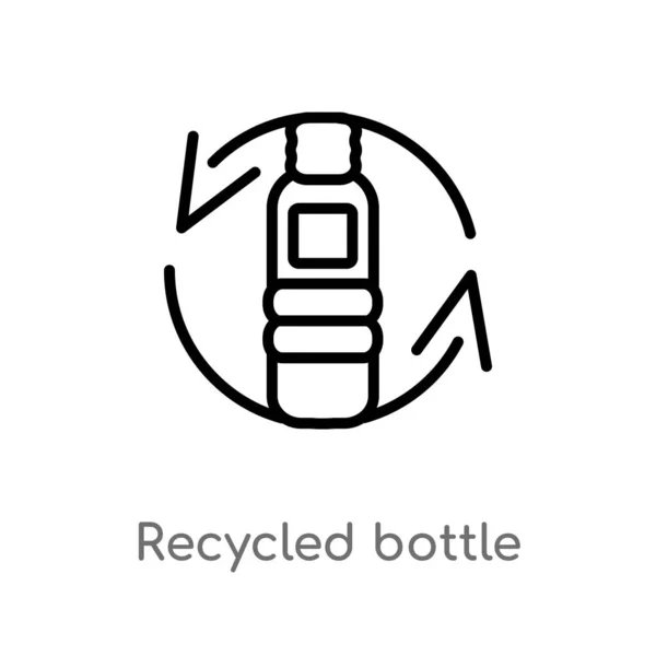 概述回收瓶矢量图标 从生态学概念中分离出黑色简单线元素图示 可编辑矢量描边回收瓶图标在白色背景 — 图库矢量图片