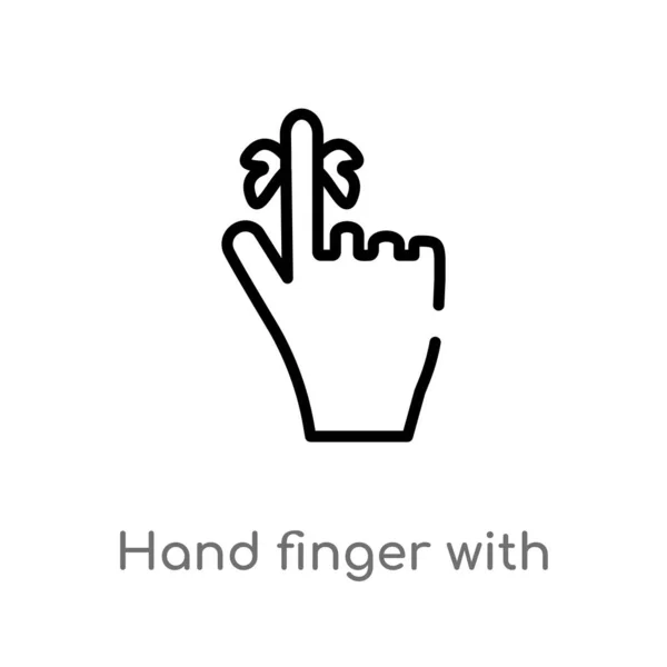 Контурний Ручний Палець Стрічкою Векторний Значок Ізольована Чорна Проста Ілюстрація — стоковий вектор