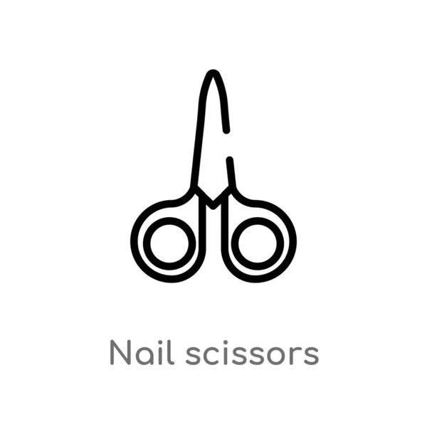 Outline Nail Scissors Vector Icon Isolated Black Simple Line Element — Stock Vector