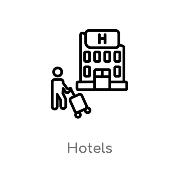 Kontur Hotele Ikona Wektorowa Białym Tle Prosty Element Linii Ilustracji — Wektor stockowy