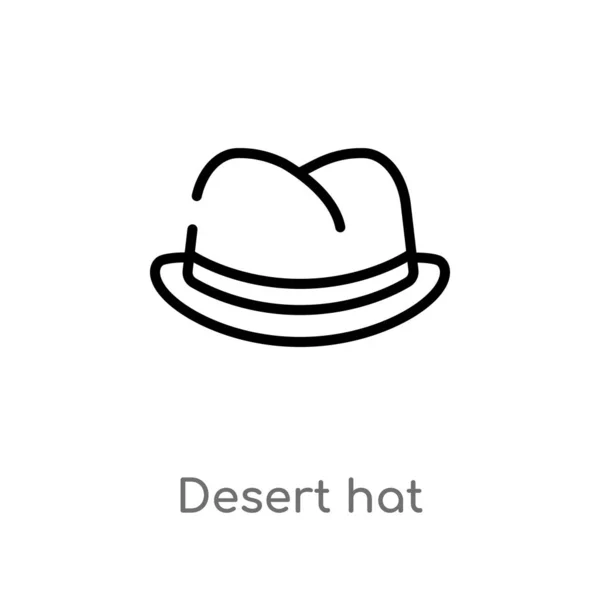 概述沙漠帽子矢量图标 从沙漠概念中分离出黑色简单线元素图示 可编辑矢量描边沙漠帽子图标在白色背景 — 图库矢量图片