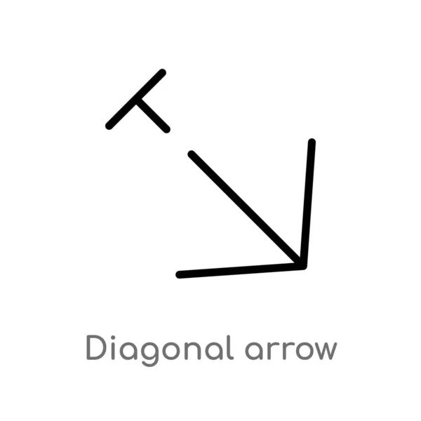 Иконка Вектора Диагональной Стрелки Изолированная Черная Простая Иллюстрация Элемента Строки — стоковый вектор