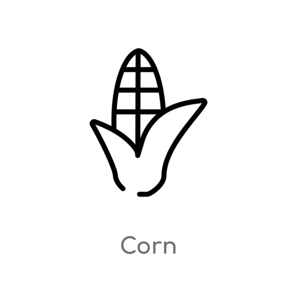 Zarys Ikony Wektora Kukurydzy Białym Tle Prosty Element Linii Ilustracja — Wektor stockowy
