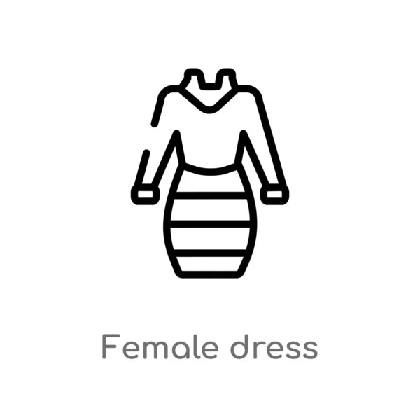 Contour Robe Féminine Vecteur Icône Illustration Isolée Élément Ligne Simple — Image vectorielle
