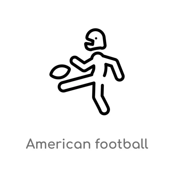Набросок Американского Футболиста Пинающего Значок Вектора Мяча Изолированные Черные Простые — стоковый вектор