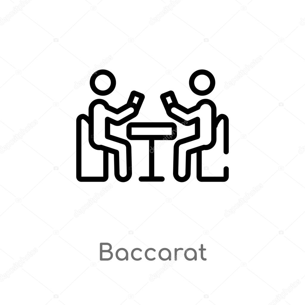 outline baccarat vector icon. isolated black simple line element illustration from activity and hobbies concept. editable vector stroke baccarat icon on white background