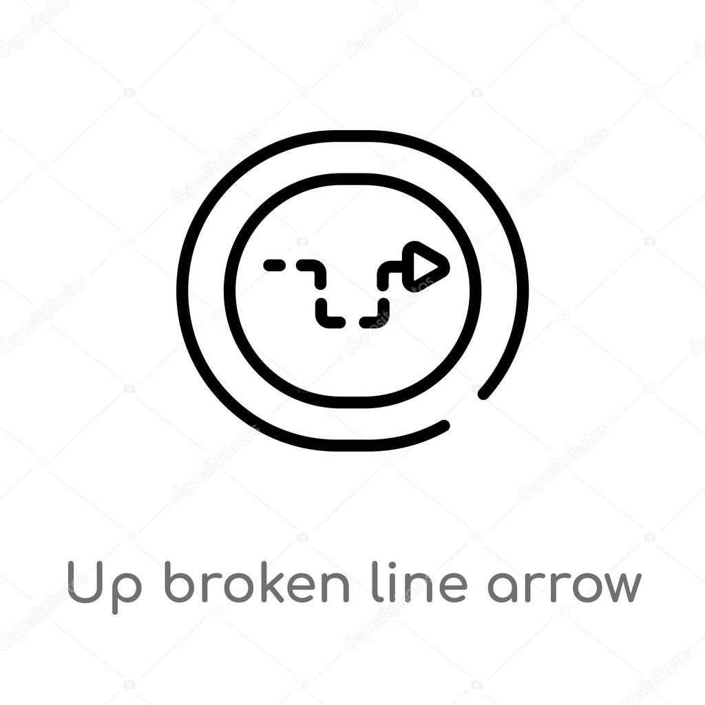 outline up broken line arrow vector icon. isolated black simple line element illustration from user interface concept. editable vector stroke up broken line arrow icon on white background