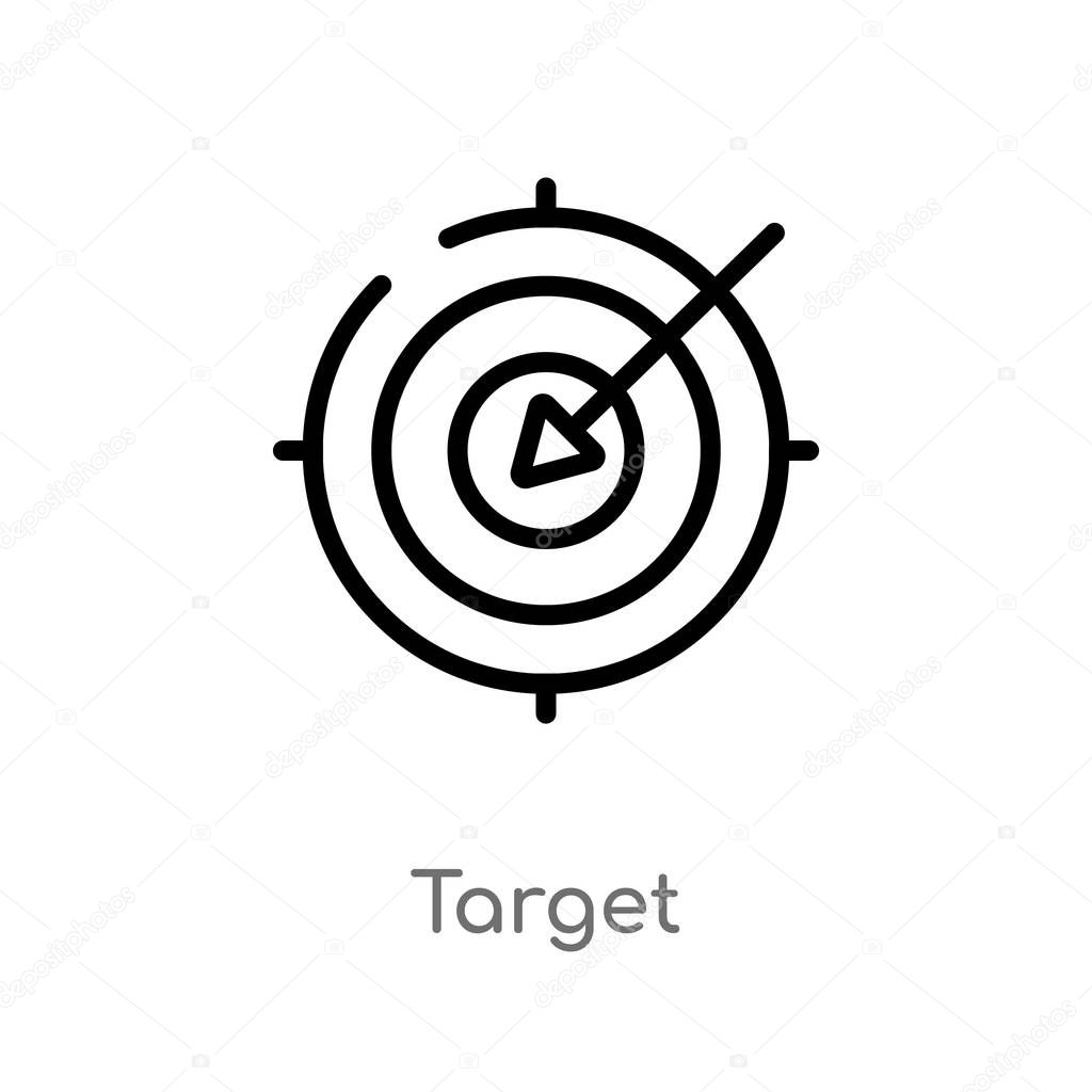 outline target vector icon. isolated black simple line element illustration from strategy concept. editable vector stroke target icon on white background