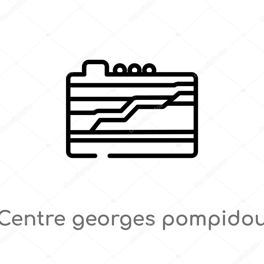 outline centre georges pompidou vector icon. isolated black simple line element illustration from monuments concept. editable vector stroke centre georges pompidou icon on white background