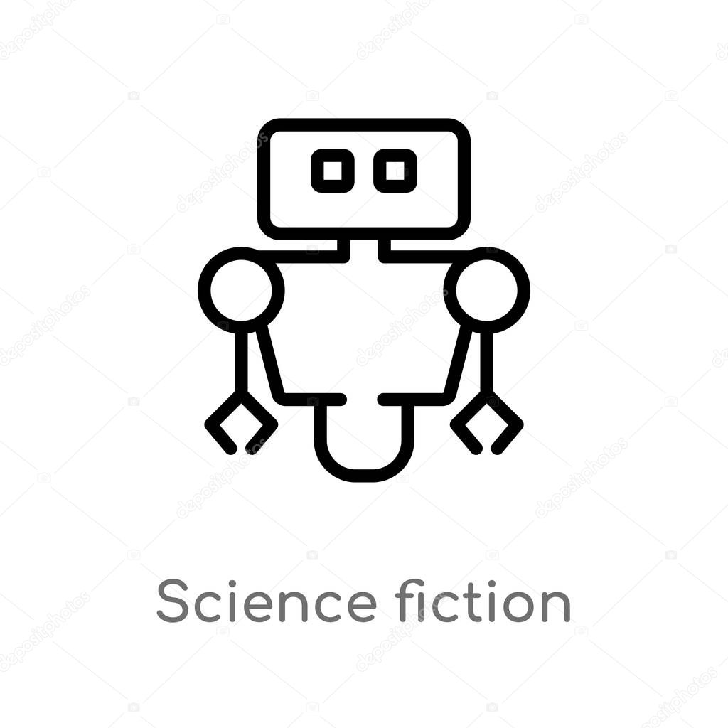 outline science fiction vector icon. isolated black simple line element illustration from technology concept. editable vector stroke science fiction icon on white background