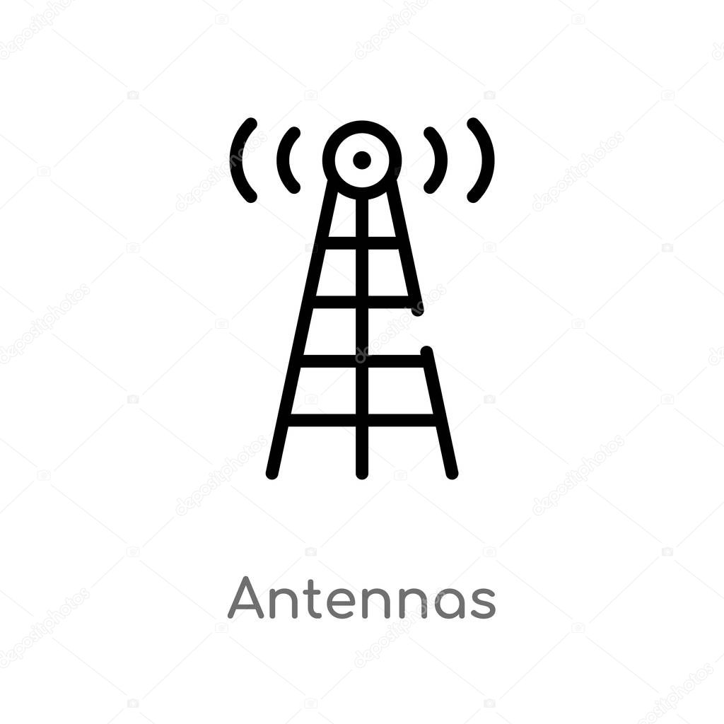outline antennas vector icon. isolated black simple line element illustration from buildings concept. editable vector stroke antennas icon on white background