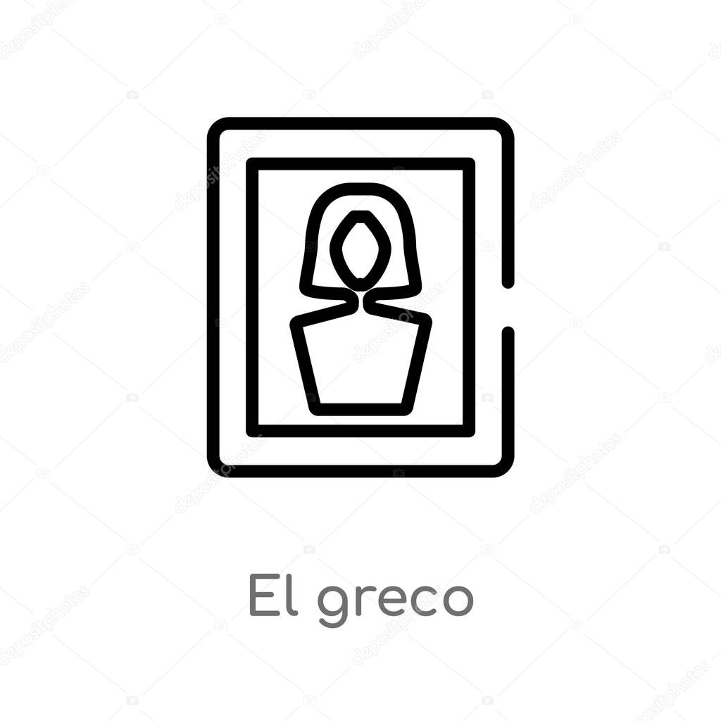 outline el greco vector icon. isolated black simple line element illustration from museum concept. editable vector stroke el greco icon on white background