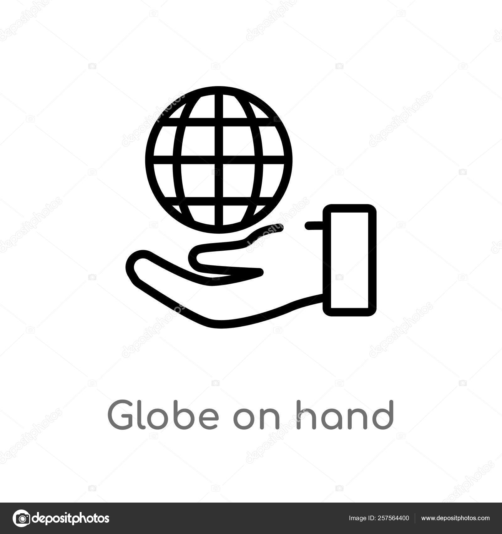 Contorno Globo Icono Vector Mano Elemento Línea Simple Negro Aislado Vector  de stock #257564400 de ©zaurrahimov, image size:1600x1700