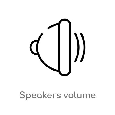 hoparlör hacmi vektör simgesi anahat. basit çizgi eleman illüstrasyon izole multimedya kavramı siyah. Beyaz arka planda düzenlenebilir vektör kontur hoparlörler ses simgesi