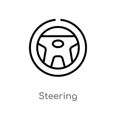 Anahat direksiyon vektör simgesi. kolay izole hat eleman siyah taşıma kavramı. Beyaz arka planda düzenlenebilir vektör kontur direksiyon simgesi