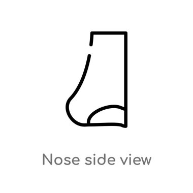Anahat burun yan görünüm vektör simgesi. izole siyah basit hat eleman illüstrasyon insan vücudu parçaları kavramı. Beyaz arka planda düzenlenebilir vektör kontur burun tarafı görünümü simgesi