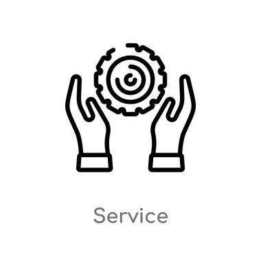 Anahat hizmet vektör simgesi. basit çizgi eleman illüstrasyon izole pazarlama kavramı siyah. Beyaz arka planda düzenlenebilir vektör kontur hizmeti simgesi