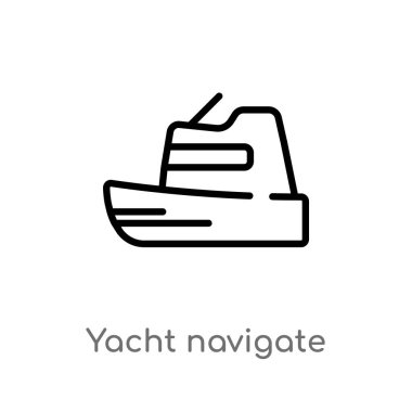 Anahat yat gezinme vektör simgesi. kolay izole hat eleman siyah taşıma kavramı. düzenlenebilir vektör kontur yat gezinme simgesi beyaz arka planda