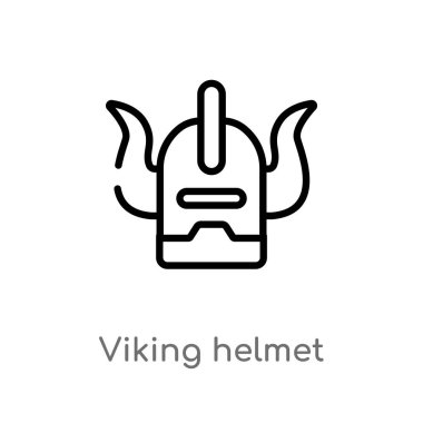 Anahat Viking kask vektör simgesi. Basit hat eleman illüstrasyon izole Tarih kavramı siyah. Beyaz arka planda düzenlenebilir vektör kontur Viking kask simgesi
