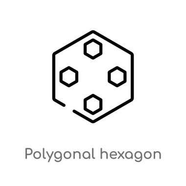 Anahat Çokgen altıgen vektör simgesi. basit izole çizgi eleman geometrik kavramı vektör. Beyaz arka planda düzenlenebilir vektör kontur Çokgen altıgen simgesi