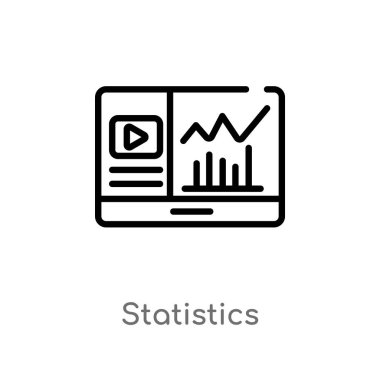anahat istatistik vektör simgesi. blogger ve influencer kavramından izole siyah basit çizgi elemanı illüstrasyon. beyaz arka plan üzerinde değiştirilebilir vektör kontur istatistikleri simgesi
