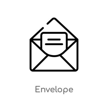 Anahat zarf vektör simgesi. basit izole eleman arayüz kavramı vektör siyah. Beyaz arka planda düzenlenebilir vektör kontur zarf simgesi