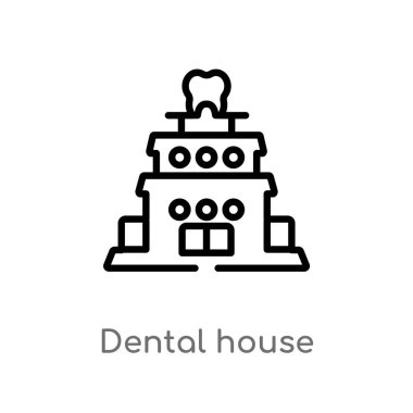 anahat diş evi vektör simgesi. diş hekimi kavramından izole siyah basit çizgi elemanı illüstrasyon. beyaz arka plan üzerinde değiştirilebilir vektör vuruşu diş evi simgesi