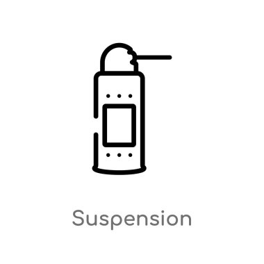anahat süspansiyon vektör simgesi. temizlik kavramından izole siyah basit çizgi elemanı illüstrasyon. beyaz arka planda değiştirilebilir vektör vuruşu süspansiyon simgesi