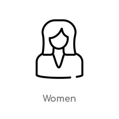 Anahat kadın vektör simgesi. insan kaynakları kavramı vektör izole eleman siyah. Beyaz arka planda düzenlenebilir vektör kontur kadın simgesi