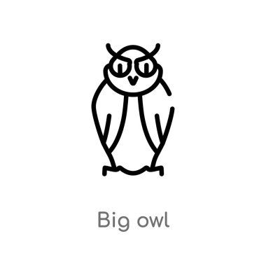 anahat büyük baykuş vektör simgesi. hayvanlar kavramından izole siyah basit çizgi elemanı illüstrasyon. beyaz arka plan üzerinde değiştirilebilir vektör vuruşu büyük baykuş simgesi