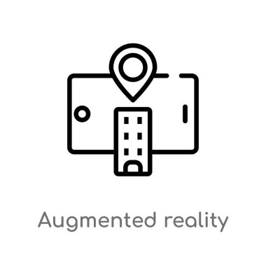 Anahat artırılmış gerçeklik vektör simgesi. Basit hat eleman illüstrasyon izole teknoloji kavramı siyah. Beyaz arka planda düzenlenebilir vektör kontur artırılmış gerçeklik simgesi