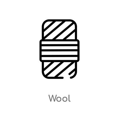 Anahat yün vektör simgesi. basit çizgi eleman illüstrasyon izole kavramı siyah. Beyaz arka planda düzenlenebilir vektör kontur yün simgesi