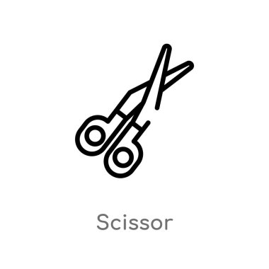 Anahat makas vektör simgesi. çeşitli kavramı izole siyah basit çizgi eleman illüstrasyon. Beyaz arka planda düzenlenebilir vektör kontur makas simgesi