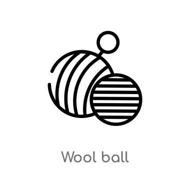 Anahat yün top vektör simgesi. basit çizgi eleman illüstrasyon izole kavramı siyah. Beyaz arka planda düzenlenebilir vektör kontur yün topu simgesi