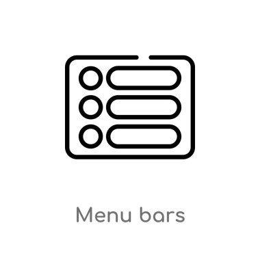 Anahat menü çubukları vektör simgesi. nihai glyphicons kavramı izole siyah basit çizgi eleman. Beyaz arka planda düzenlenebilir vektör kontur menü çubukları simgesi