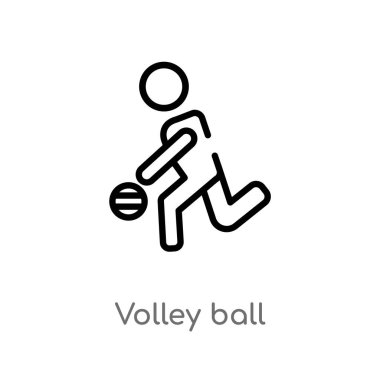 Anahat voleybolu top vektör simgesi. basit eleman illüstrasyon izole insan kavramı siyah. Beyaz arka planda düzenlenebilir vektör kontur voleybolu topu simgesi