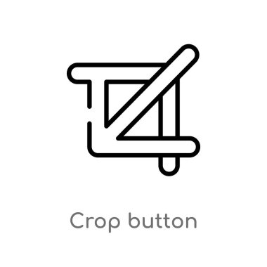 kırpma düğmesi vektör simgesini anahat. kullanıcı arabirimi kavramından izole siyah basit çizgi öğesi illüstrasyon. beyaz arka planda değiştirilebilir vektör konçeksi kırpma düğmesi simgesi