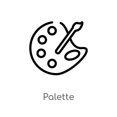 Anahat paleti vektör simgesi. basit çizgi eleman illüstrasyon izole Müze kavramı siyah. Beyaz arka planda düzenlenebilir vektör kontur paleti simgesi